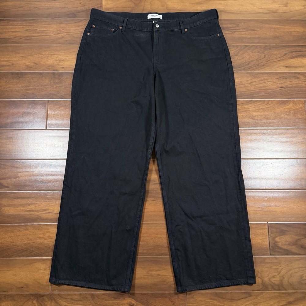 Abercrombie & Fitch Plus Size 35 L Long Black Ultra Loose Low Rise Denim Jeans